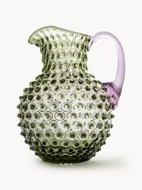 Mundgeblasener Krug Hobnail, 2 L, Glas, mundgeblasen, Olivgrün, Lila, transparent, 2 L