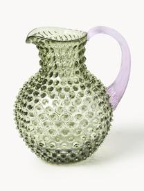 Dzbanek ze szkła dmuchanego Hobnail, 2 l, Szkło dmuchane, Oliwkowy zielony, lila, transparentny, 2 l