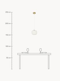 Kleine Pendelleuchte Sober mit Glasschirm, Lampenschirm: Glas, Baldachin: Metall, gebürstet, Dekor: Metall, gebürstet, Weiß, Ø 25 x H 22 cm