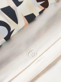 Povlak na přikrývku z bavlněného saténu s abstraktním vzorem Cadence, Černá, tlumeně bílá, broskvová, 200 x 200 cm