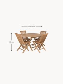 Set salotto da balcone in legno di teak Kenya 5 pz, Legno di teak, Set in varie misure