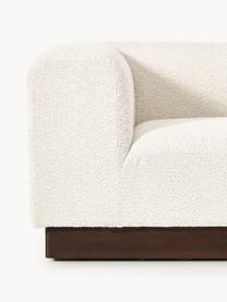 Modulares Sofa Natalie (3-Sitzer) aus Teddy-Bouclé, Bezug: Teddy-Bouclé (100 % Polye, Gestell: mitteldichte Holzfaserpla, Sockel: Massives Buchenholz, lack, Teddy-Bouclé Off White, dunkles Buchenholz, B 283 x T 107 cm