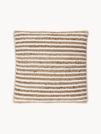 Gestreifte Jute-Kissenhülle Faeka, Vorderseite: Jute, Baumwolle, Rückseite: 100% Baumwolle, Off White, Braun, B 40 x L 40 cm