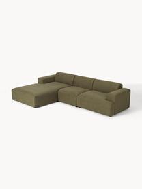 Ecksofa Melva (4-Sitzer), Bezug: 100 % Polyester Der strap, Gestell: Massives Kiefern- und Fic, Webstoff Olivgrün, B 319 x T 195 cm, Eckteil links