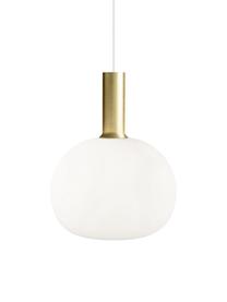 Kleine hanglamp Alton van opaalglas, Diffuser: opaalglas, Messingkleurig, wit, Ø 25  x H 33 cm