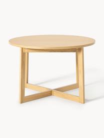 Uitschuifbare eettafel Bennet, 115 - 215 x 75 cm, Tafelblad: MDF met gelakt eikenhoutf, Poten: massief gelakt eikenhout , Gelakt eikenhout, B 115/215 x D 115 cm