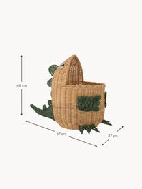 Panier de rangement enfant en rotin Eddi, Rotin, Beige, vert foncé, larg. 57 x haut. 48 cm