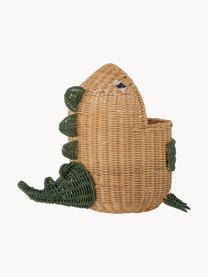 Panier de rangement enfant en rotin Eddi, Rotin, Beige, vert foncé, larg. 57 x haut. 48 cm