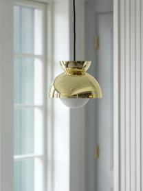 Kleine design hanglamp Butterfly, Lampenkap: gecoat metaal, Diffuser: opaalglas, Glanzend goudkleurig, Ø 21 x H 19 cm