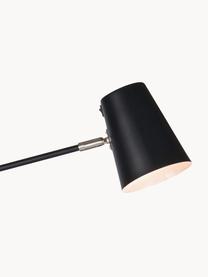 Leeslamp Linear met oplader, Lampenkap: gecoat metaal, Lampvoet: gecoat metaal, Decoratie: geborsteld staal, Zwart, H 144 cm