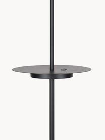 Leeslamp Linear met oplader, Lampenkap: gecoat metaal, Lampvoet: gecoat metaal, Decoratie: geborsteld staal, Zwart, H 144 cm