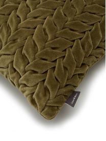 Samt-Kissen Smock in Zedergrün mit geraffter Oberfläche, mit Inlett, Bezug: 100% Baumwollsamt, Zedergrün, B 30 x L 50 cm
