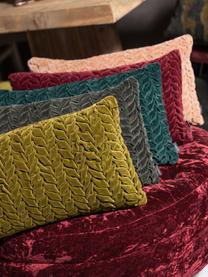 Poduszka z aksamitu z wypełnieniem Smock, Tapicerka: 100% aksamit bawełniany, Cedrowy zielony, S 30 x D 50 cm