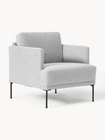 Fauteuil Fluente, Bekleding: 100% polyester Met 80.000, Frame: massief grenenhout, berke, Poten: metaal, gepoedercoat Dit , Geweven stof lichtgrijs, B 74 x D 85 cm