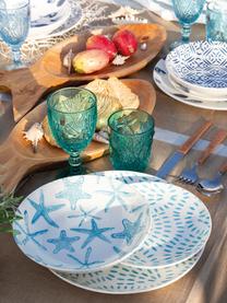 Service de table porcelaine imprimé marin Playa, 6 personnes (18 élém.), Turquoise, blanc