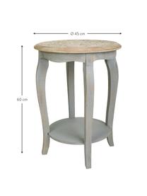 Kulatý odkládací stolek z mangového dřeva s vyřezávaným vzorem květin Kreon, Mangové dřevo, Světle hnědá, šedá, Ø 45 cm, V 60 cm