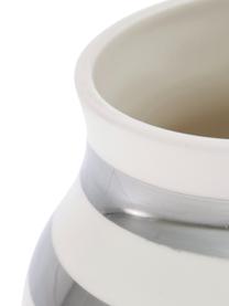 Handgefertigte Design-Vase Omaggio, medium, Keramik, Silberfarben, Weiß, Ø 17 x H 20 cm