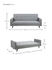 Sofá cama Leconi (3 plazas), plegable, Tapizado: poliéster Alta resistenci, Patas: madera de caucho pintada, Estructura: madera contrachapada, Tejido gris claro, An 217 x F 89 cm