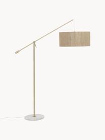 Grand lampadaire arc avec socle en marbre Lisana, Doré, beige, Ø 50 x haut. 171 cm