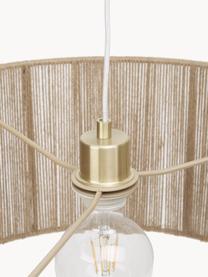 Lámpara de pie grande Lisana, Pantalla: yute, Estructura: metal galvanizado, Cable: cubierto en tela, Dorado, beige, Al 171 cm