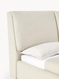 Gestoffeerd bed Laura, Bekleding: 100% polyester Met 115.00, Geweven stof lichtbeige, eikenhout, B 140 x L 200 cm