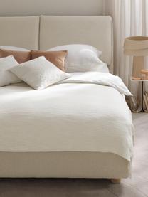 Gestoffeerd bed Laura, Bekleding: 100% polyester Met 115.00, Geweven stof lichtbeige, eikenhout, B 140 x L 200 cm