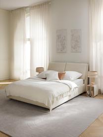 Gestoffeerd bed Laura, Bekleding: 100% polyester Met 115.00, Geweven stof lichtbeige, eikenhout, B 140 x L 200 cm