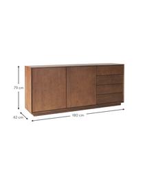 Sideboard Noel aus Eschenholzfurnier, Korpus: Mitteldichteholzfaserplat, Dunkles Holz, B 180 x H 79 cm