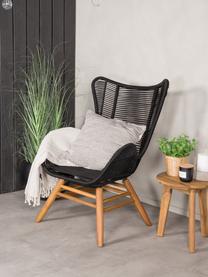 Fauteuil Tingeling in zwart met houten poten, Poten: acaciahout, Zwart, beige, B 72 x H 78 cm