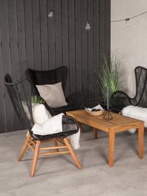 Fauteuil Tingeling in zwart met houten poten, Poten: acaciahout, Zwart, beige, B 72 x H 78 cm