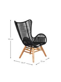 Fotel uszak z drewnianymi nogami Tingeling, Nogi: drewno akacjowe, Czarny, beżowy, S 72 x G 78 cm