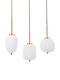 Lampada a sospensione color bianco/oro Lato, Paralume: vetro, Baldacchino: metallo rivestito, Bianco, dorato, Larg. 53 x Alt. 120 cm