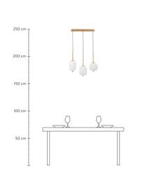 Hanglamp Lato van glas, Decoratie: gecoat metaal, Baldakijn: gecoat metaal, Wit, goudkleurig, 53 x 120 cm