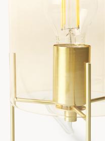 Lampada da tavolo realizzata in vetro colorato Laurel, Base della lampada: metallo spazzolato, Paralume: vetro, Trasparente, dorato, Ø 14 x Alt. 28 cm