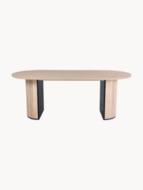 Ovale houten eettafel Bianca, 200 x 90 cm, Tafelblad: MDF met eikenhoutfineer, , Frame: trompetboomhout, geborste, Eikenhout, licht gelakt, B 200 x D 90 cm