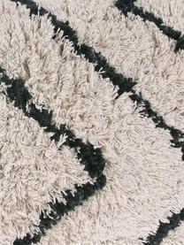 Kissen Zigzag mit getufteter Oberfläche, mit Inlett, 100% Baumwolle, Gebrochenes Weiß, Schwarz, 40 x 60 cm