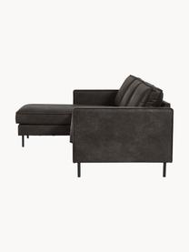 Ecksofa Hunter aus recyceltem Leder, Bezug: 70% recyceltes Leder, 30%, Gestell: Massives Kiefernholz, hoc, Füße: Metall, pulverbeschichtet, Leder Anthrazit, B 264 x T 154 cm, Eckteil links