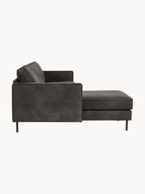 Ecksofa Hunter aus recyceltem Leder, Bezug: 70% recyceltes Leder, 30%, Gestell: Massives Kiefernholz, hoc, Füße: Metall, pulverbeschichtet, Leder Anthrazit, B 264 x T 154 cm, Eckteil links