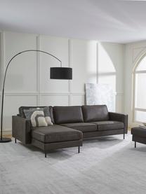 Ecksofa Hunter aus recyceltem Leder, Bezug: 70% recyceltes Leder, 30%, Gestell: Massives Kiefernholz, hoc, Füße: Metall, pulverbeschichtet, Leder Anthrazit, B 264 x T 154 cm, Eckteil links