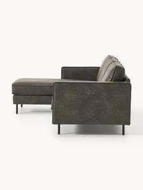 Ecksofa Hunter aus recyceltem Leder, Bezug: 70% recyceltes Leder, 30%, Gestell: Massives Kiefernholz, hoc, Füße: Metall, pulverbeschichtet, Leder Anthrazit, B 264 x T 154 cm, Eckteil links