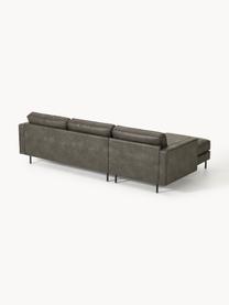 Ecksofa Hunter aus recyceltem Leder, Bezug: 70% recyceltes Leder, 30%, Gestell: Massives Kiefernholz, hoc, Füße: Metall, pulverbeschichtet, Leder Anthrazit, B 264 x T 154 cm, Eckteil links