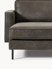 Ecksofa Hunter aus recyceltem Leder, Bezug: 70% recyceltes Leder, 30%, Gestell: Massives Kiefernholz, hoc, Füße: Metall, pulverbeschichtet, Leder Anthrazit, B 264 x T 154 cm, Eckteil links