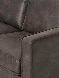 Ecksofa Hunter aus recyceltem Leder, Bezug: 70% recyceltes Leder, 30%, Gestell: Massives Kiefernholz, hoc, Füße: Metall, pulverbeschichtet, Leder Anthrazit, B 264 x T 154 cm, Eckteil links