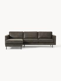 Ecksofa Hunter aus recyceltem Leder, Bezug: 70% recyceltes Leder, 30%, Gestell: Massives Kiefernholz, hoc, Füße: Metall, pulverbeschichtet, Leder Anthrazit, B 264 x T 154 cm, Eckteil links