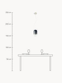 Kleine Pendelleuchte Gople, mundgeblasen, Lampenschirm: Glas, mundgeblasen, Baldachin: Aluminium, beschichtet, Dunkelblau, Silberfarben, Ø 15 x H 29 cm