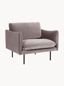 Poltrona in velluto Moby, Rivestimento: velluto (rivestimento in , Struttura: legno di pino massiccio, , Gambe: metallo verniciato a polv, Velluto greige, Larg. 90 x Prof. 90 cm