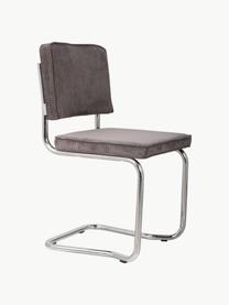 Manšestrové konzolové židle Kink, 2 ks, Taupe, stříbrná, Š 48 cm, H 48 cm