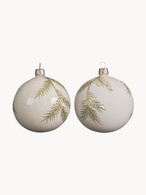 Boules de Noël Zian, 6 pièces, Blanc cassé, couleur dorée, Ø 8 cm