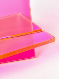 Boekenstandaard Crystal, B 36 x H 34 cm, Acrylglas, Roze, semi-transparant, B 36 x H 34 cm