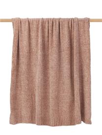 Plaid moelleux vieux rose chenille Beckett, 100 % polyester, Vieux rose, larg. 130 x long. 170 cm